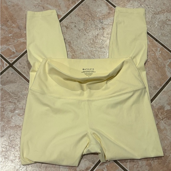 Athleta butter yellow transcend rib 7/8 tight ribbed leggings - Picture 3 of 7